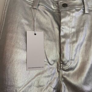 Silver stretch Metallic high waist/wide leg Pants by anniewear sz small